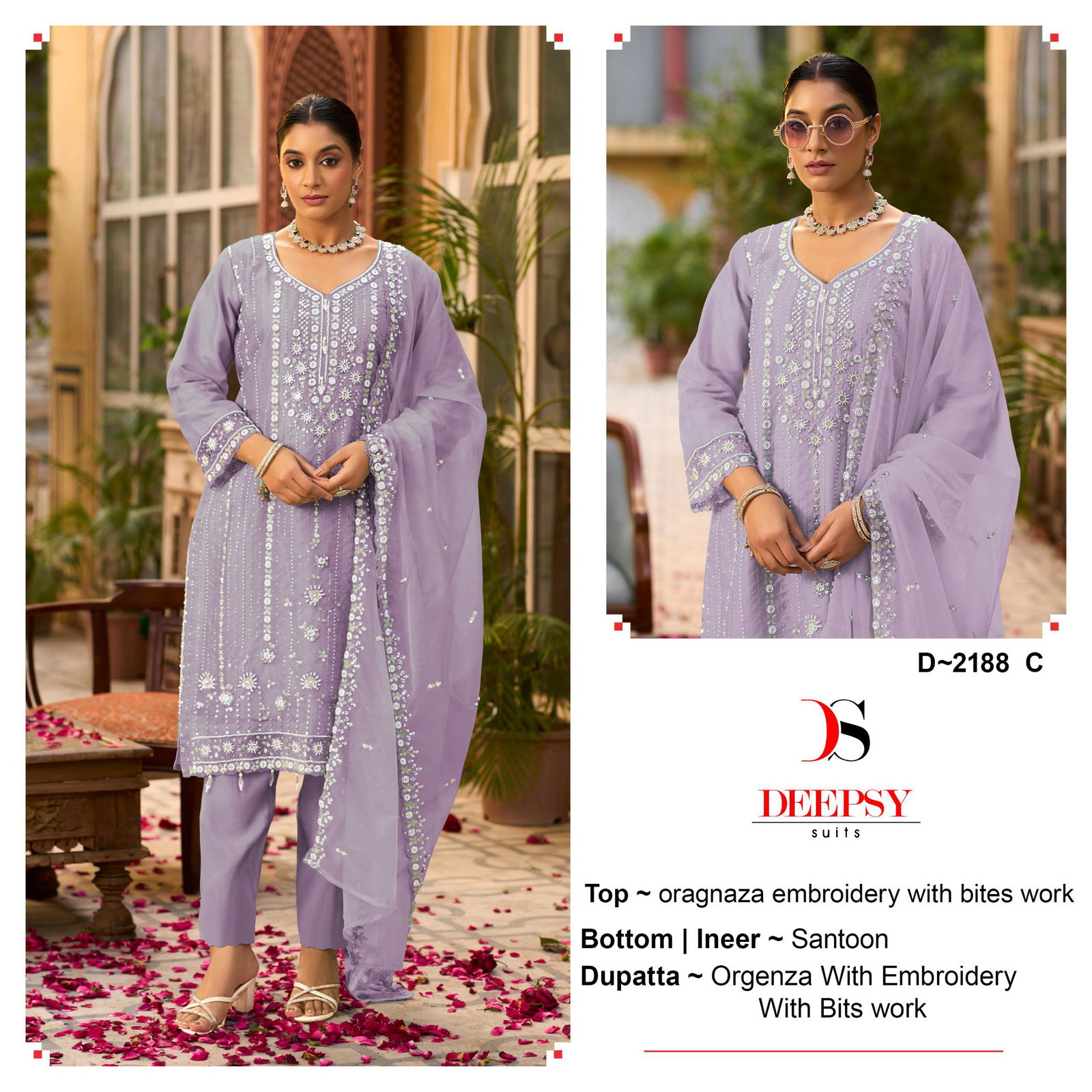 D 2188 A To D By Deepsy Organza Pakistani Suits Exporters In India